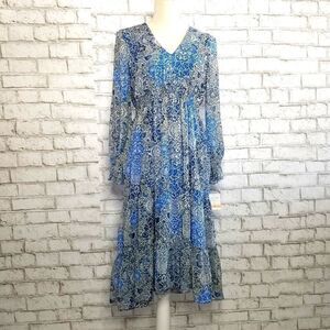 New Floral-Print Smocked Midi Dress